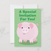 Schattige roze potje buikvarken gepersonaliseerd v kaart (Achterkant)