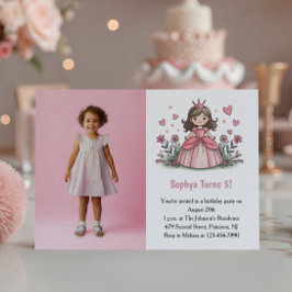 Schattige Roze Prinses Foto Kinderen Verjaardagsfe Kaart