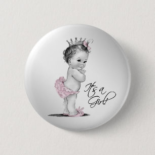 Schattige Roze Prinses Het is een Meisje Knop Ronde Button 5,7 Cm