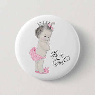 Schattige Roze Prinses Het is een Meisje Knop Ronde Button 5,7 Cm