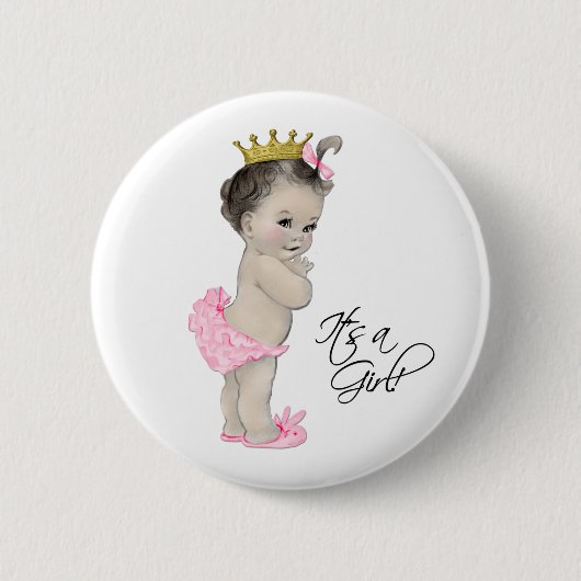 Schattige roze prinses is een meisje Button (Voorkant)