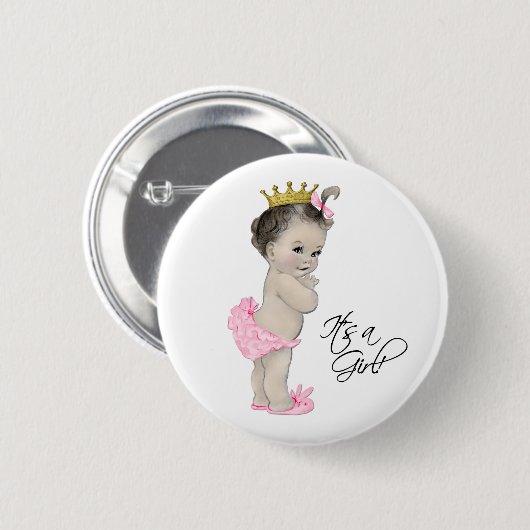 Schattige roze prinses is een meisje Button (Voorkant /achterkant)