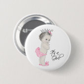 Schattige roze prinses is een meisje Button (Voorkant /achterkant)