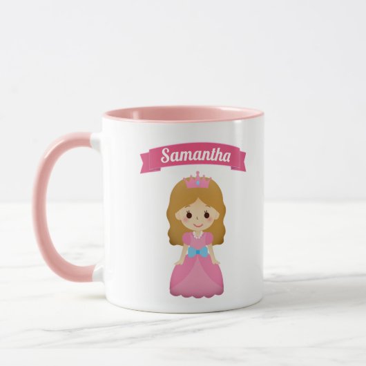 Schattige Roze Prinses Kinderen Mok (Links)