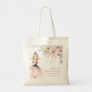 Schattige Roze Prinses Roos Bloemige Verjaardag Tote Bag