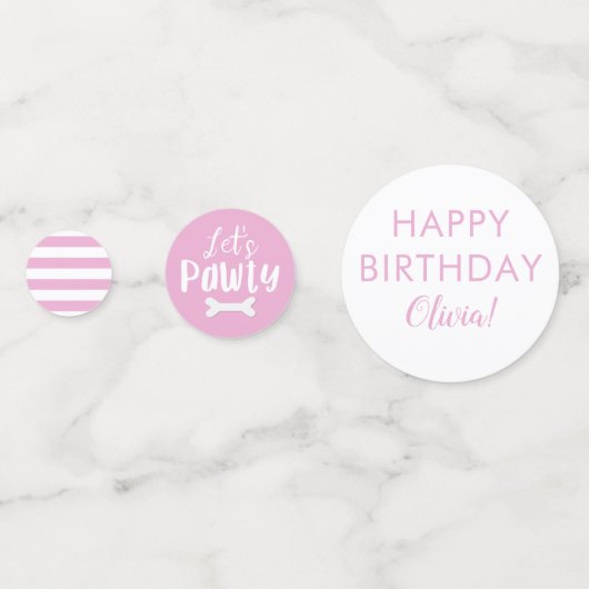 Schattige Roze Puppy Dog Verjaardagsfeest Confetti (Achterkanten)