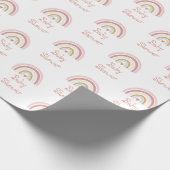 Schattige Roze Rainbow Pattern Wrapping Papier (Hoek)