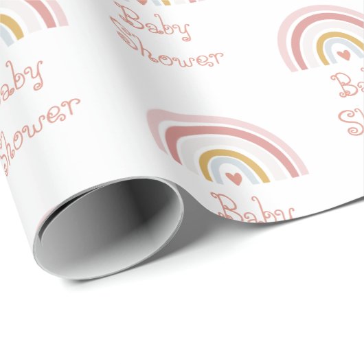 Schattige Roze Rainbow Pattern Wrapping Papier (Rol Hoek)