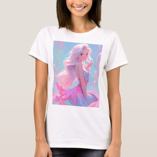 Schattige roze regenboog fee Barbie pop t-shirt on (Voorkant)
