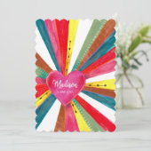 Schattige roze regenboog hart feestdagenkaart (Staand voorkant)