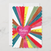 Schattige roze regenboog hart feestdagenkaart (Voorkant)