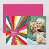 Schattige roze regenboog hart foto feestdagenkaart (Voorkant / Achterkant)