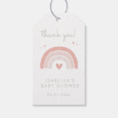 Schattige Roze Regenboog Meisje Baby shower Dank u Cadeaulabel (Voorkant)