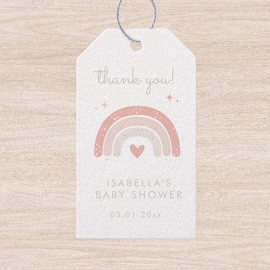 Schattige Roze Regenboog Meisje Baby shower Dank u Cadeaulabel