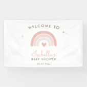 Schattige Roze Regenboog Waterverf Baby shower Wel Spandoek (Horizontaal)