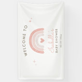 Schattige Roze Regenboog Waterverf Baby shower Wel Spandoek (Verticaal)
