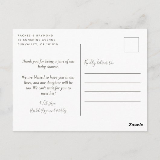 Schattige Roze Regenboog Zonneschijn Baby Borrel B Briefkaart (Achterkant)