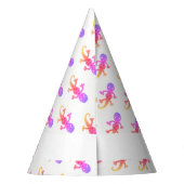 Schattige Roze Regenbooghagedis Gecko BIrthday Feesthoedjes (Achterkant)