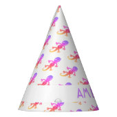 Schattige Roze Regenbooghagedis Gecko BIrthday Feesthoedjes (Links)