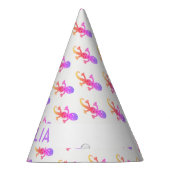 Schattige Roze Regenbooghagedis Gecko BIrthday Feesthoedjes (Rechts)