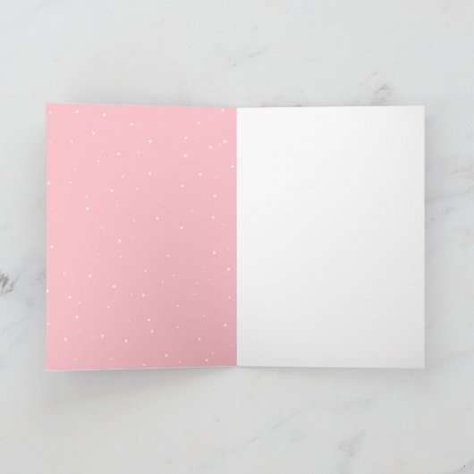 Schattige Roze Rendier Kind Naam Prettig Kerstfees Kaart (Binnen)