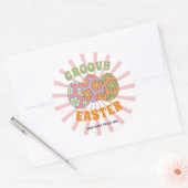 Schattige Roze Retro Groovy Paasfeest Ronde Sticker (Envelop)