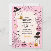 Schattige Roze Retro Halloween Feest Kaart (Voorkant)