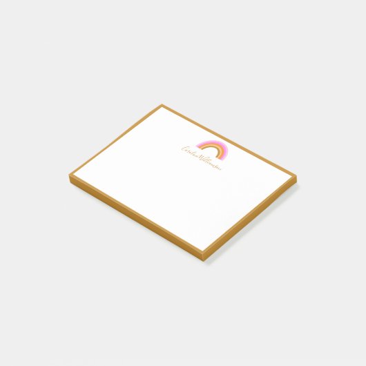 Schattige Roze Retro Regenboog Gepersonaliseerde S Post-it® Notes (Schuin)