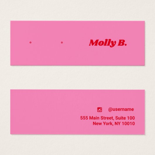 Schattige Roze Retro Stud Oorbel Sieraden Display Mini Visitekaartjes (Voorkant /achterkant)