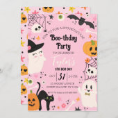 Schattige Roze Retro Verjaardag Halloween Feest Kaart (Voorkant / Achterkant)