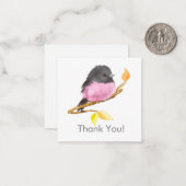 Schattige Roze Robin Bird Dank je briefkaart (Voorkant / Achterkant in situ)
