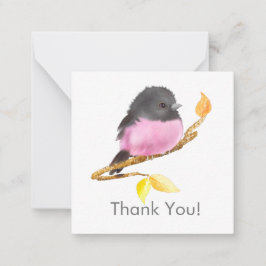 Schattige Roze Robin Bird Dank je briefkaart