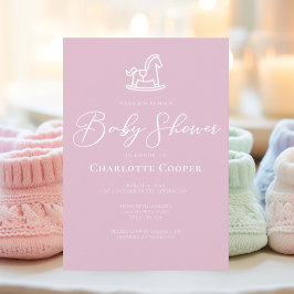 Schattige Roze Rocking Horse Baby shower Kaart