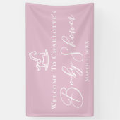 Schattige Roze Rocking Horse Baby shower Party Cus Spandoek (Verticaal)