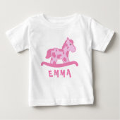 Schattige Roze Rocking Horse Naam Baby Meisje (Voorkant)