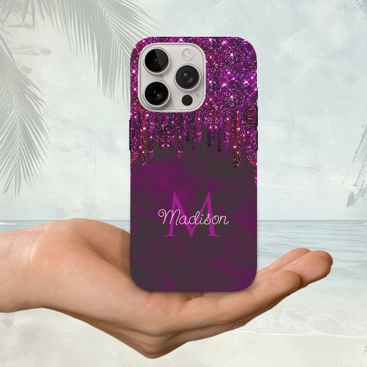 Schattige Roze Rode Eenhoorn faux Glitter Druppels Case-Mate iPhone Case