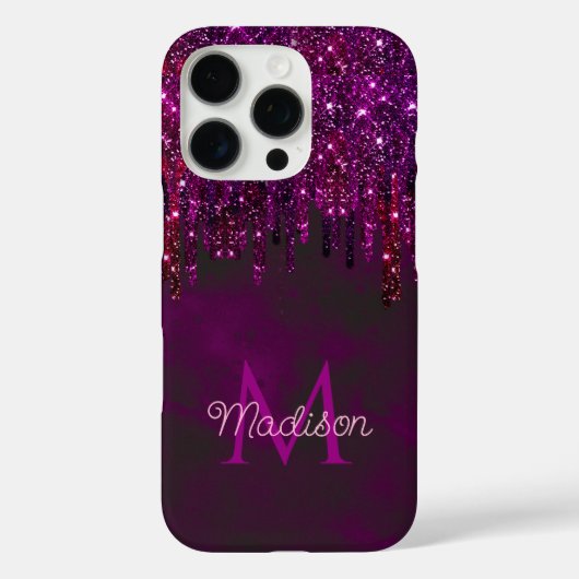 Schattige Roze Rode Eenhoorn faux Glitter Druppels Case-Mate iPhone Case (Achterkant)