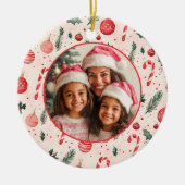Schattige Roze Rode Foto Kerst Ornament (Voorkant)