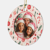 Schattige Roze Rode Foto Kerst Ornament (Links)