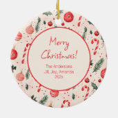 Schattige Roze Rode Foto Kerst Ornament (Achterkant)