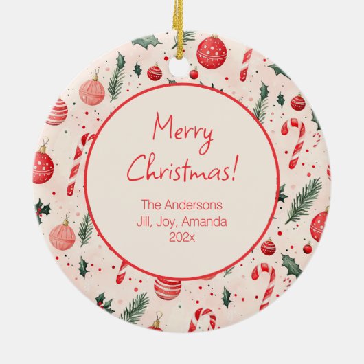 Schattige Roze Rode Foto Kerst Ornament (Achterkant)