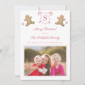 Schattige Roze Rode Gemberkoek Pepermunt Strepen F Feestdagenkaart (Voorkant)