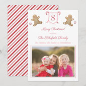 Schattige Roze Rode Gemberkoek Pepermunt Strepen F Feestdagenkaart (Voorkant / Achterkant)