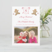 Schattige Roze Rode Gemberkoek Pepermunt Strepen F Feestdagenkaart (Staand voorkant)