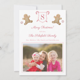 Schattige Roze Rode Gemberkoek Pepermunt Strepen F Feestdagenkaart