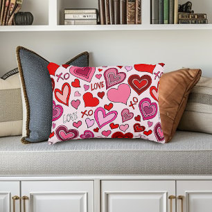 Schattige Roze Rode Harten Blush Liefde Patroon Accent Kussen