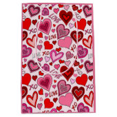 Schattige Roze Rode Harten Blush Liefde Patroon Medium Cadeauzakje (Voorkant)