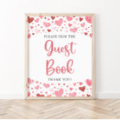Schattige Roze Rode Harten Valentijn Gast Boek Sig Poster