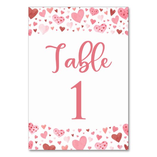 Schattige roze rode harten Valentijn tafelnummer K (Achterkant)