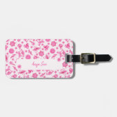 Schattige Roze Romantische Vakantie Kerstversierin Bagagelabel (Voorkant horizontaal)
